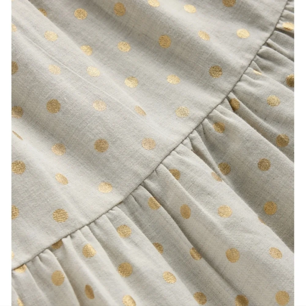 Mini Boden Cream Dress with Gold Dots